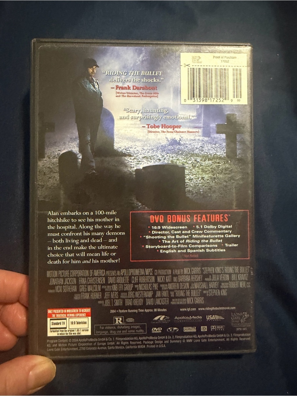 Stephen King's Riding the Bullet DVD 2004 Widescreen Edition - Picture 2 of 3